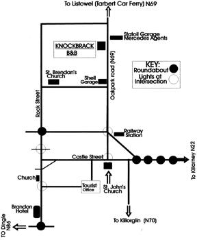 Knockbrack B&B, 
Oakpark Road, 
Tralee, 
Co. Kerry,
Ireland